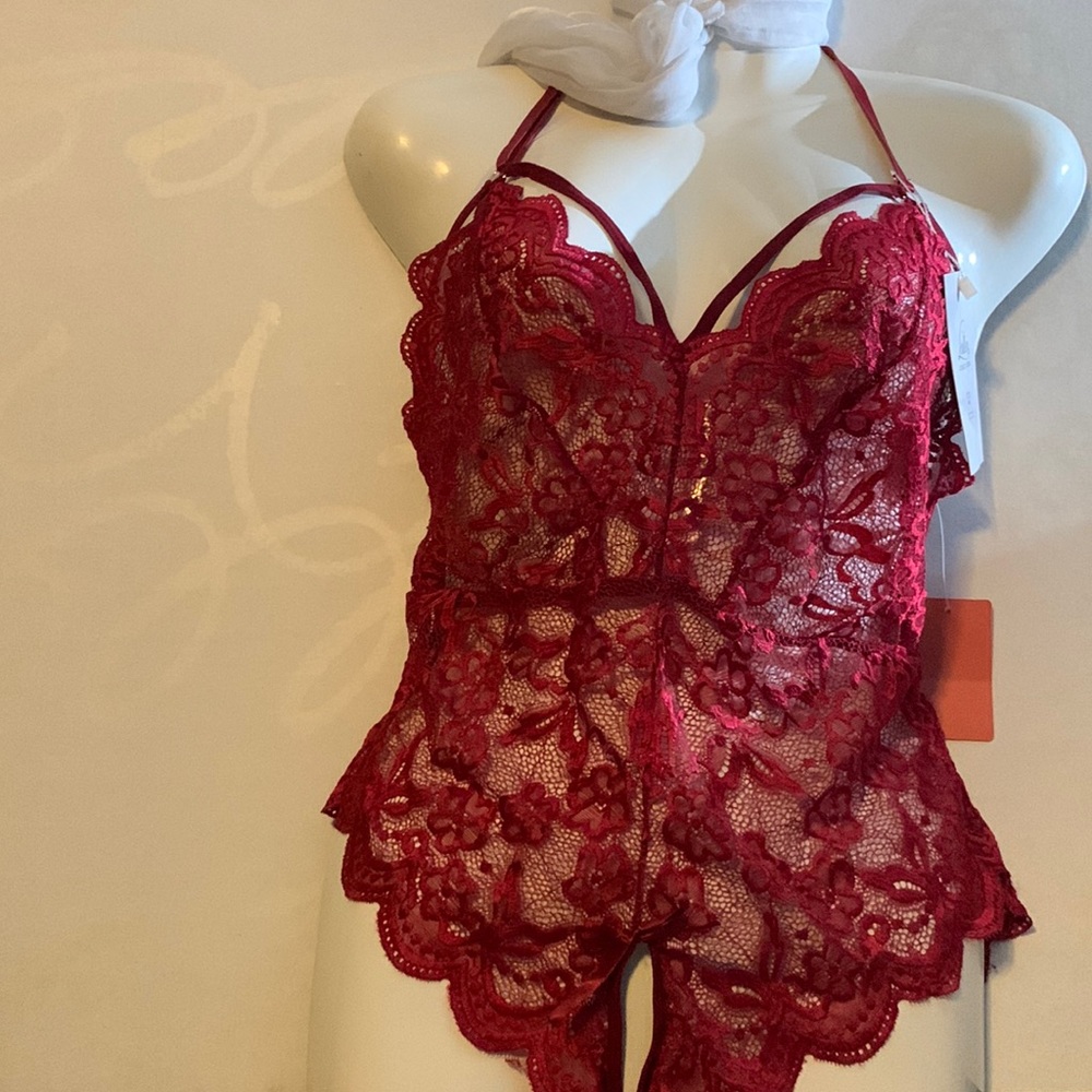 Sexy Red Lace one piece with opening